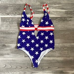 One piece American flag bathing suit size large